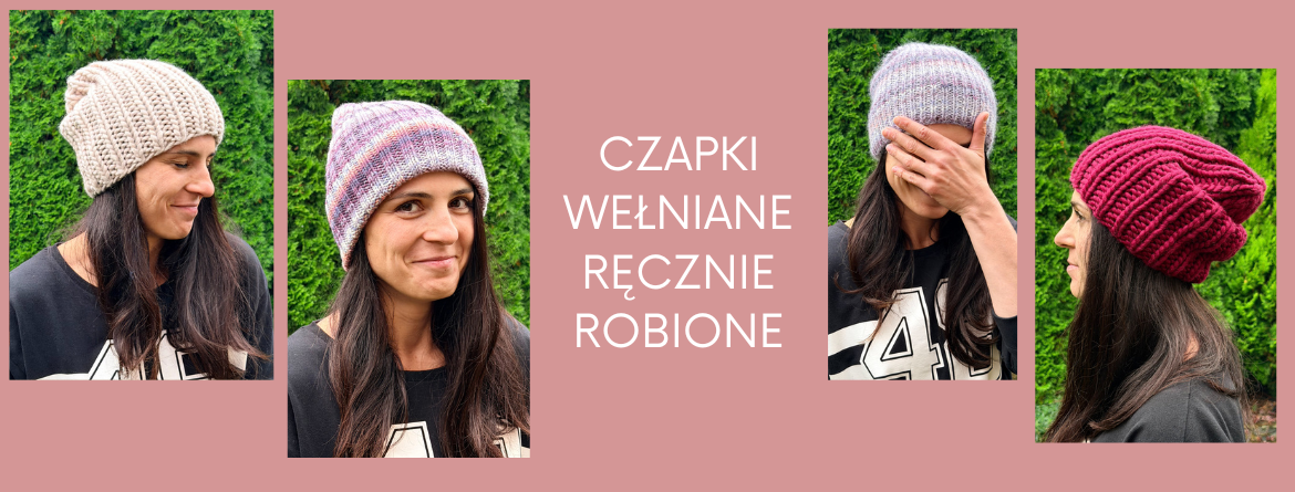 Czapki wełniane ręcznie robione czapki od ręki
