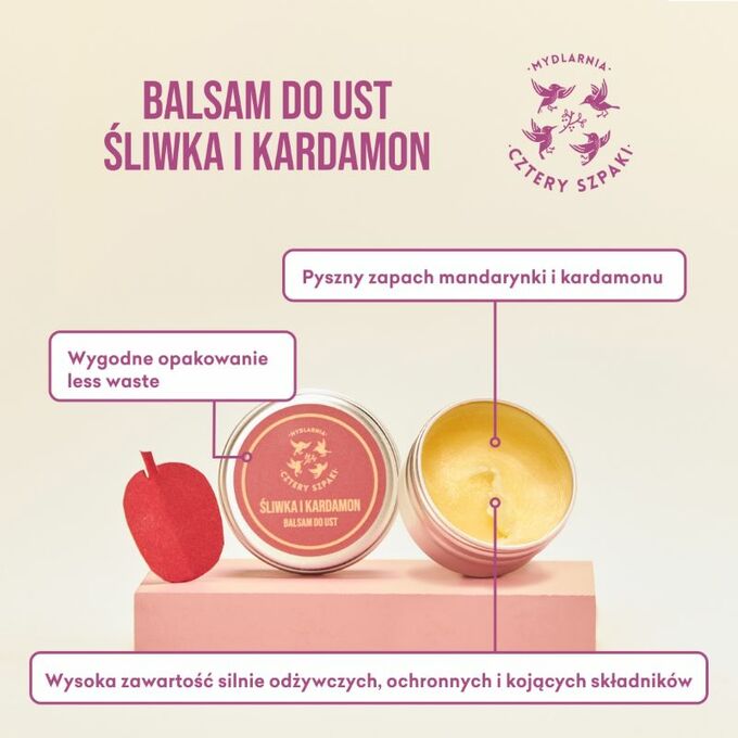 Balsam do ust ŚLIWKA I KARDAMON Mydlarnia Cztery Szpaki