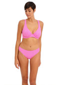 KOMPLET - Biustonosz kąpielowy Freya JEWEL COVE AS7230SRA Uw High Apex Bikini Top Stripe Raspberry (36GG) + majtki klasyczne