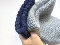 Ręcznie robiona czapka beanie AUREA 100% Baby Merino plus moher i jedwab 22 Szaro Błękitny