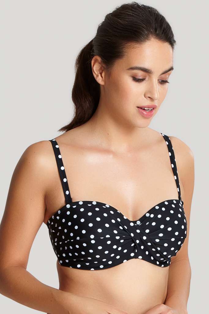 Biustonosz kąpielowy Panache Swim ANYA SPOT SW1013 Bandeau Bikini Black/White