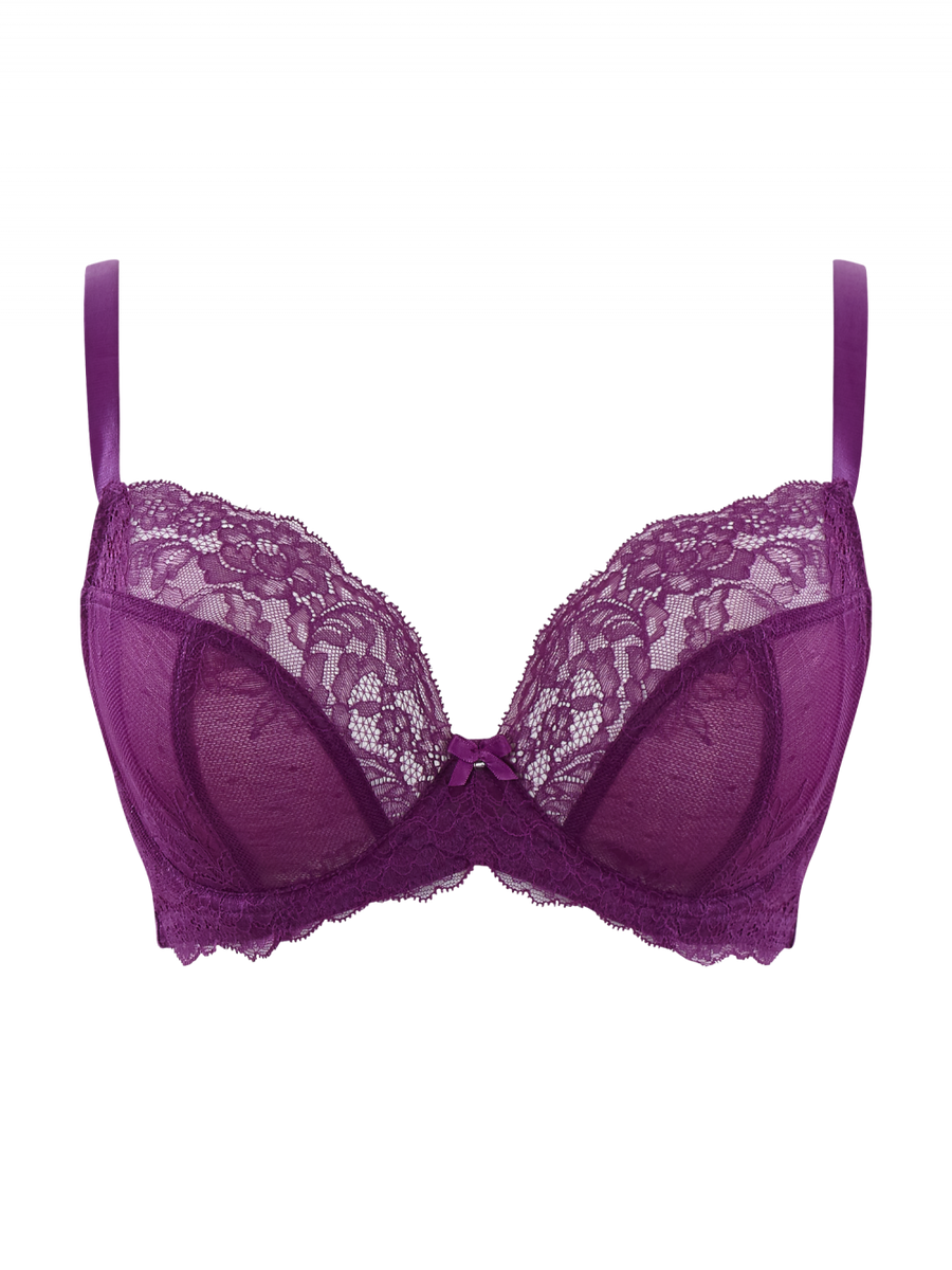 KOMPLET bielizny Panache ANA Damson 9396x Plunge (36FF, 36G, 36GG) + majtki 9395x