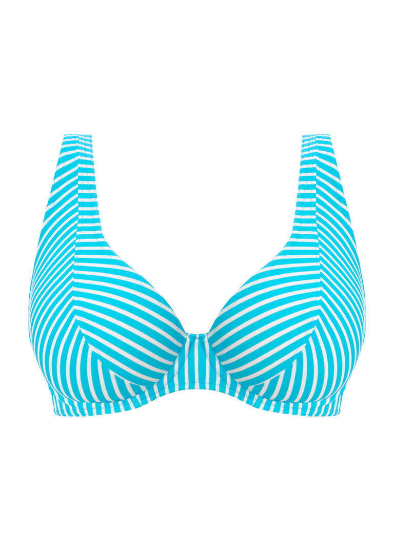 Biustonosz kąpielowy Freya JEWEL COVE AS7230TUR Uw High Apex Bikini Top Stripe Turquoise