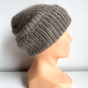 Ręcznie robiona czapka beanie AUREA 100% Baby Merino plus moher i jedwab 59/41 Pszeniczny