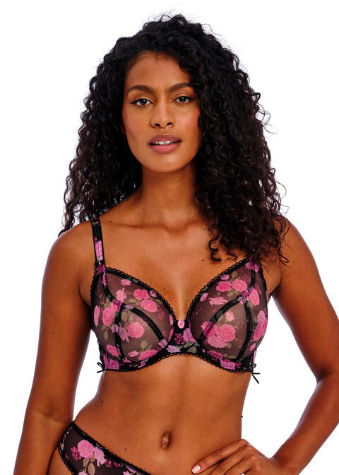 Biustonosz Freya ROSE BLOSSOM AA402402BKR Uw Plunge Bra Black Rose