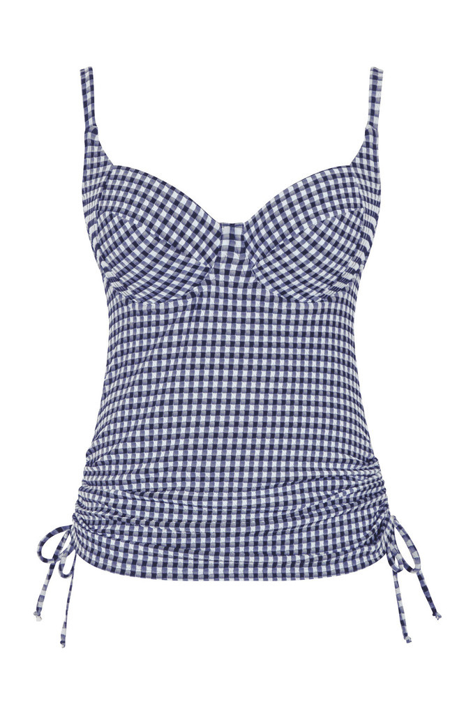 Tankini balkonowe Panache Swim GINGHAM SW1741 Renee Balcony Tankini Top Navy Gingham