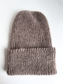 Ręcznie robiona czapka beanie AUREA 100% Baby Merino plus moher i jedwab 59/41 Pszeniczny