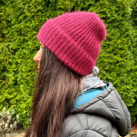 Ręcznie robiona Czapka MARI 100% Baby Alpaka plus nitka moher z jedwabiem 1216/4015 Burgundowa Czerwień