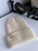 Ręcznie robiona czapka beanie AUREA 100% Baby Merino plus moher i jedwab 02 Ecru