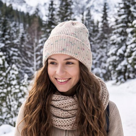 Beanie czapka z wełny merino VARELLA 100% Baby Merino Print 101 Jagody & Śmietanka