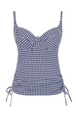 Tankini balkonowe Panache Swim GINGHAM SW1741 Renee Balcony Tankini Top Navy Gingham