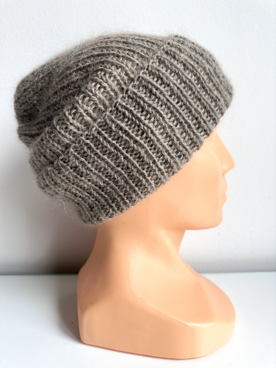 Ręcznie robiona czapka beanie AUREA 100% Baby Merino plus moher i jedwab 59/41 Pszeniczny