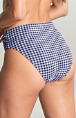 Figi kąpielowe Panache Swim GINGHAM SW1729 Midi Gathered Bikini Bottoms Navy Gingham