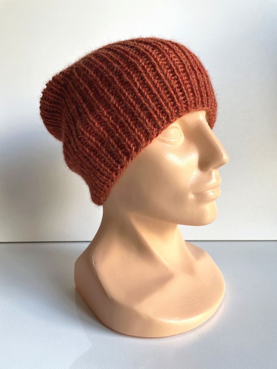 Ręcznie robiona Czapka KIARA 100% Alpaka 2925 Rdza