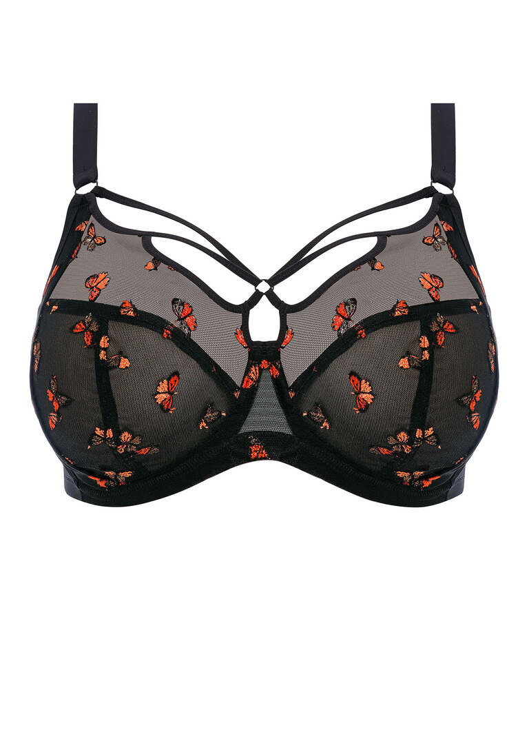 Biustonosz z paskami Elomi SACHI EL4353BFL Uw Plunge Bra Black Butterfly