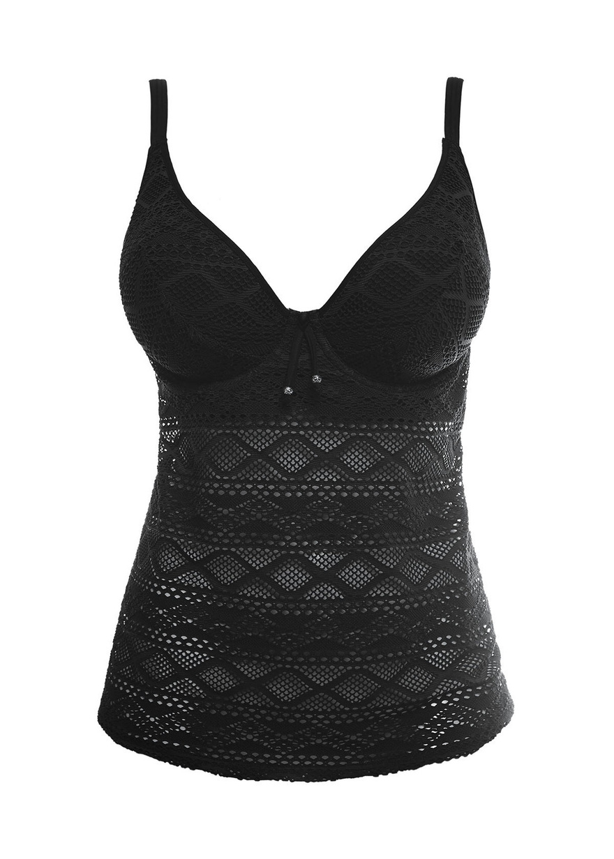 KOMPLET - Koszulka kąpielowa Freya Swim SUNDANCE AS3972BLK Uw Tankini Top Black (30F) + wybrane majtki