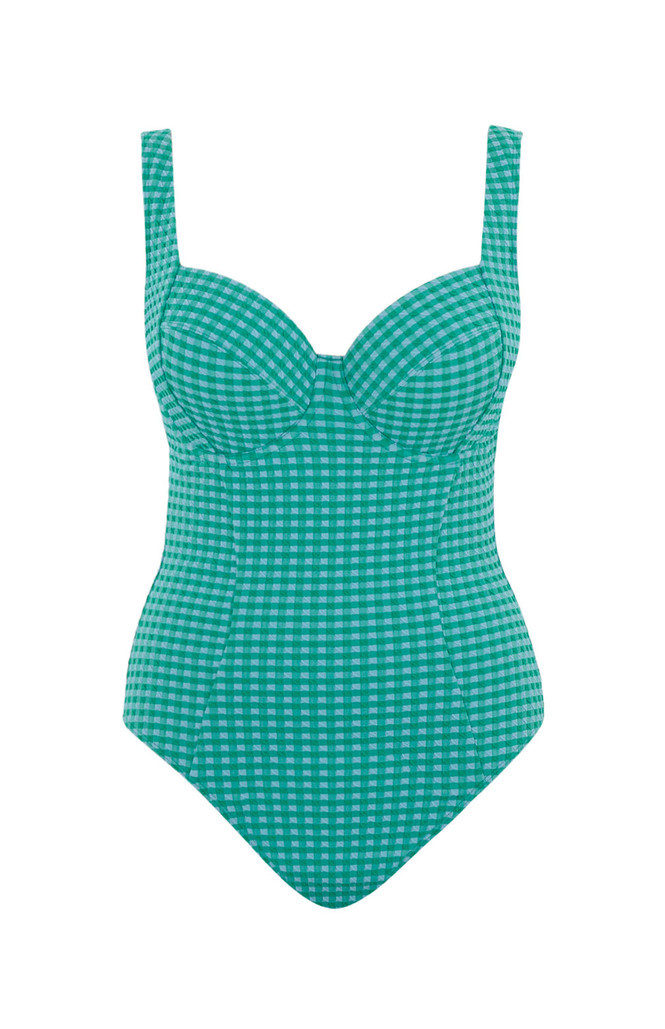 Strój kąpielowy jednoczęściowy Panache GINGHAM SW1720 Paloma Balcony Swimsuit Green Gingham