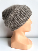 Ręcznie robiona czapka beanie AUREA 100% Baby Merino plus moher i jedwab 59/41 Pszeniczny