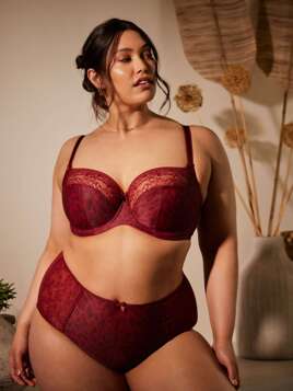 KOMPLET - Sculptresse by Panache CHI CHI Red Animal Balconnet 7695 + Brief 7692 (34F + M)