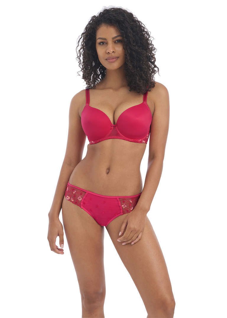 Biustonosz Freya AWAKENING AA5334RED Uw Moulded Demi T-shirt Bra Red