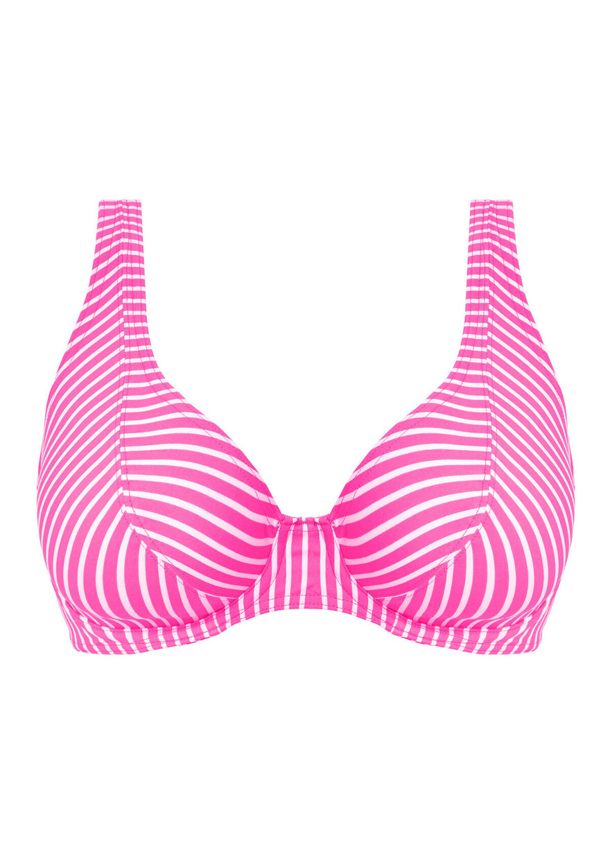 Biustonosz kąpielowy Freya JEWEL COVE AS7230SRA Uw High Apex Bikini Top Stripe Raspberry