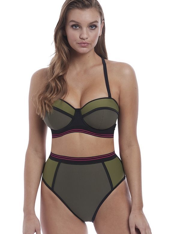 Figi kąpielowe Freya CLUB ENVY AS6825KHI High Waist / Leg Brief Khaki 