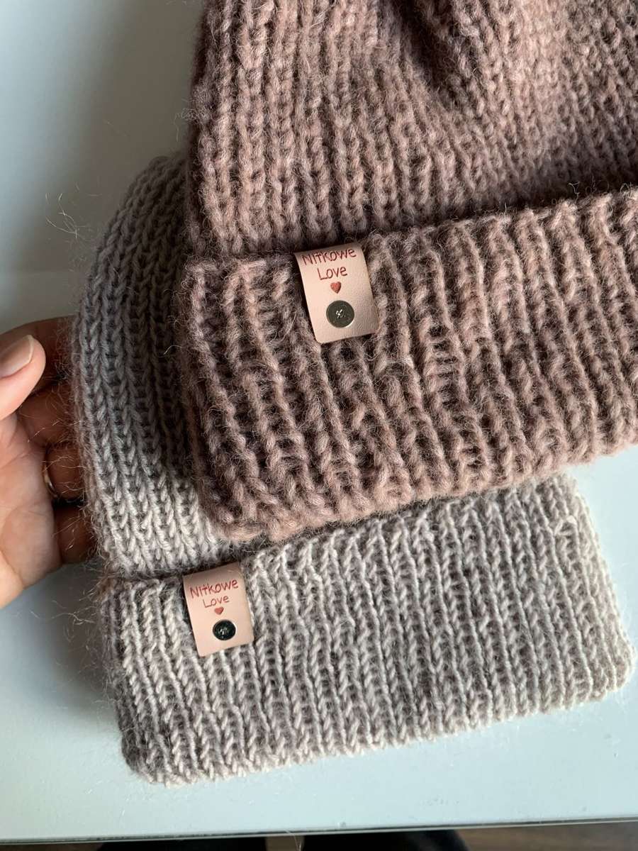 Ręcznie robiona czapka beanie AUREA 100% Baby Merino plus moher i jedwab 23/20 Jasny Beż