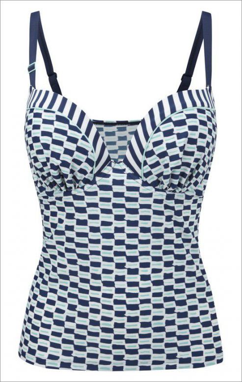 Tankini Cleo LUCILLE CW0061 Moulded Plunge Nautical Print