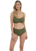 KOMPLET - Biustonosz kąpielowy Fantasie Swim BEACH WAVES FS502210OLE (30F) Uw Bandeau Bikini Top + FS502274OLE Adjustable Leg Bikini Short (M) Olive