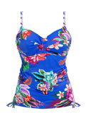 KOMPLET - Strój kąpielowy z koszulką Fantasie Swim HALKIDIKI FS501954ULE Uw Twist Front Tankini Ultramarine (34E)  + majtki do wyboru