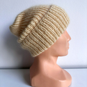 Ręcznie robiona czapka beanie AUREA 100% Baby Merino plus moher i jedwab 03/29 Wanilia